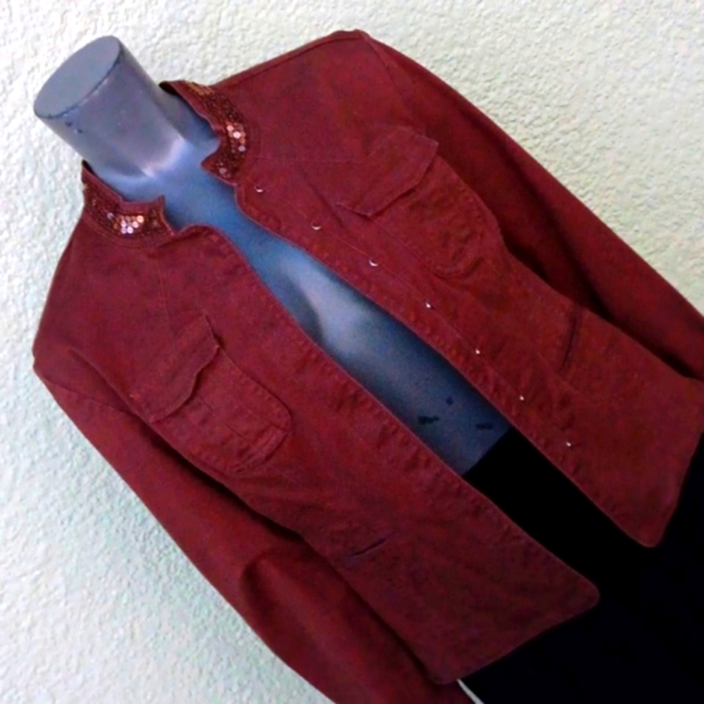 Apt 9 Ladies Army Green Military-Style Jacket W/B… - image 8